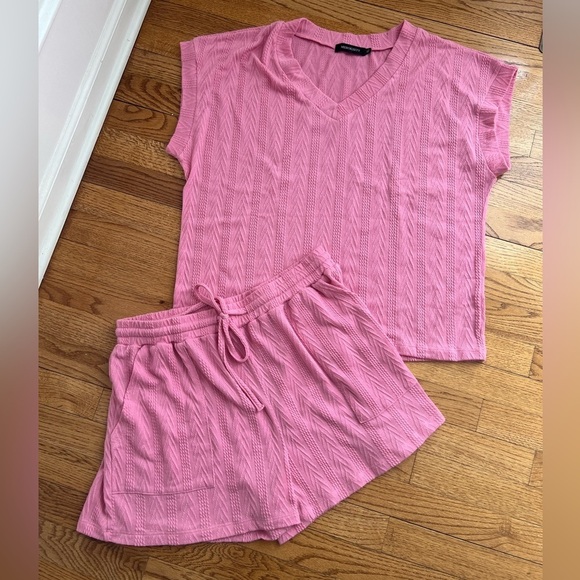 Merokeety Women's Pink Textured Loungewear Set Size XL - Picture 1 of 5